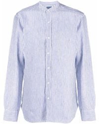 Barba Napoli - Chemise Rayée En Lin À Col Officier - Lyst