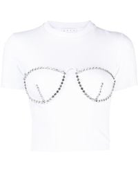 Area - T-shirt de style bustier blanc à pierres du rhin exclusif à ssense - Lyst