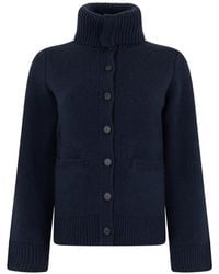 Vince - Ribbed-Trim Button-Up Cardigan - Lyst