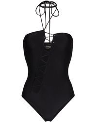 Tom Ford Lace-up Halterneck Bodysuit - Black