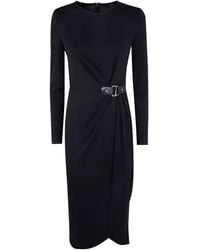 Ralph Lauren - Vestido drapeado con detalle de hebilla - Lyst