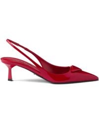 Prada - 55mm Triangle-logo Slingback Heeled Pumps - Lyst