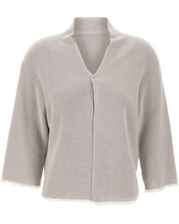 Kangra - Ribbed Fringed-Trim Cardigan - Lyst