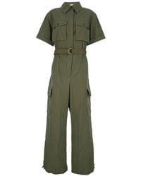 P.A.R.O.S.H. - Belted Short-Sleeves Jumpsuit - Lyst