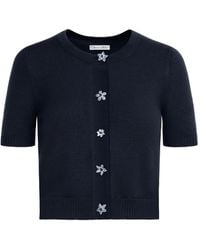 Oscar de la Renta - Floral-Buttons Cropped Cardigan - Lyst