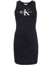 Calvin Klein - Vestido corto con logo estampado - Lyst