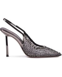 Le Silla - Mesh Crystal-Embellished Slingback Pumps - Lyst