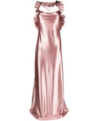 Rayane Bacha - Iris Satin Ruffled Maxi Dress - Lyst