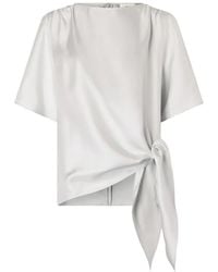 Loulou de Saison - Mano Gathered Knot Silk Top - Lyst