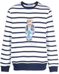 Polo Ralph Lauren - Striped Crew Neck Sweatshirt mit Polo Bärendruck - Lyst