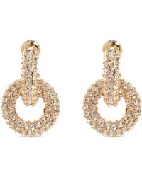 Self-Portrait - Crystal-Embellished Hoop Earrings - Lyst