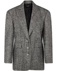 Rabanne - Wollen Blazer Met Visgraatpatroon - Lyst