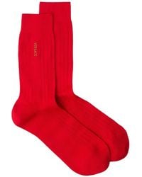 Versace - Embroidered Cotton Ribbed Socks - Lyst