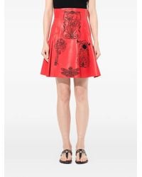 McQueen - Leren Rok Met Borduurwerk - Lyst