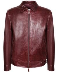 Emporio Armani - Zip-Up Leather Jacket - Lyst