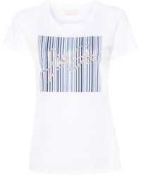 Liu Jo - T-shirt Met Glitterlogo - Lyst