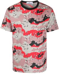 Stone Island Camouflage-print Crew Neck T-shirt - Pink