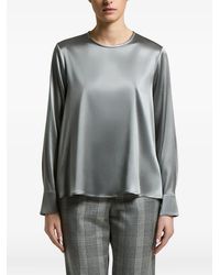 Peserico - Satin-Finish Long-Sleeved Blouse - Lyst