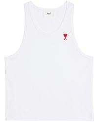 Ami Paris - Camiseta de tirantes con logo bordado en el pecho - Lyst