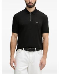 ARMANI EXCHANGE - Zip-Fastening Logo Polo Shirt - Lyst