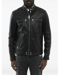 DIESEL - Veste En Cuir À Logo Embossé - Lyst