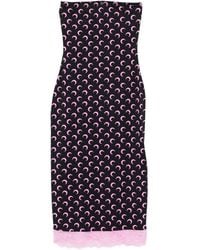 Marine Serre - Moon-Print Lace-Trim Midi Dress - Lyst