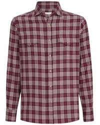 Brunello Cucinelli - Cotton And Lyocell Tartan Flannel Western Shirt - Lyst