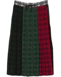 YANYAN KNITS - Argyle-Checked Midi Skirt - Lyst