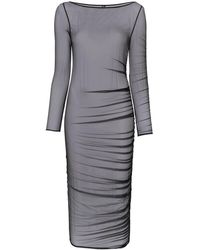 Maison Close - Abito Midi Nuit Fauve A Maniche Lunghe - Lyst