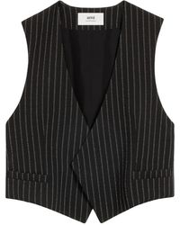 Ami Paris - Cropped-Weste Mit Nadelstreifen - Lyst
