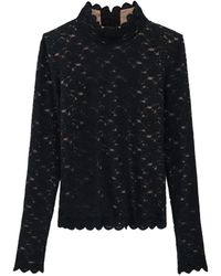 Ba&sh - Top Lanea Con Encaje Floral De Manga Larga - Lyst