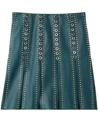 St. John - Stud-embellished Leather Skirt - Lyst