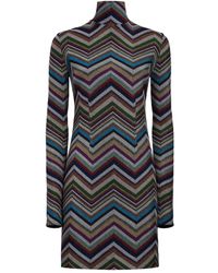Missoni - Chevron-Pattern Turtleneck Dress - Lyst