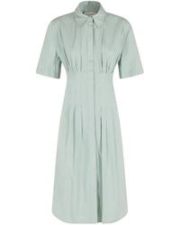 Semicouture - Sandra Midi Collared Pleated Dress - Lyst