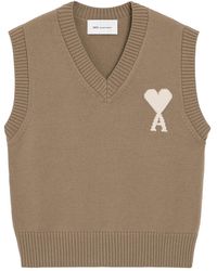 Ami Paris - Wool And Cotton Sleeveless Ami De Coeur Sweater - Lyst