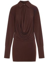 ANDAMANE - Lilia Draped Long-Sleeve Dress - Lyst