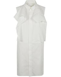 Sacai - Vestido camisero con detalle de volantes - Lyst