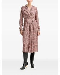 Fracomina - Midi-Jurk Met Lange Mouwen En Patroon - Lyst