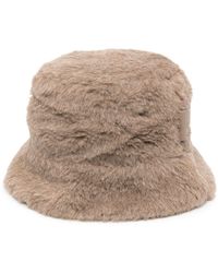 Max Mara - Logo-patch Faux-fur Bucket Hat - Lyst