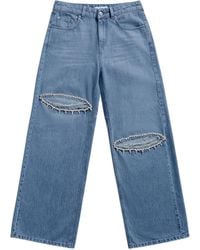 Area - Crystal-embellished Pocket Jeans - Lyst