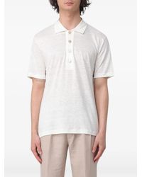 Eleventy - Short-Sleeve Linen Polo Shirt - Lyst