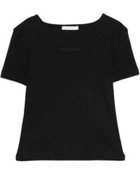 Patrizia Pepe - Ribbed Logo-Embroidered T-Shirt - Lyst