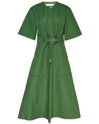Carolina Herrera - Belted Short-Sleeve Midi Dress - Lyst