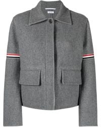 Thom Browne - Grosgrain-Stripe Brushed Jacket - Lyst
