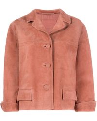Prada Veste crop en daim - Rose