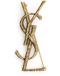 Saint Laurent - Logo Letter Brooch - Lyst