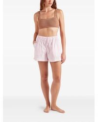 Hunza G - Pantalones Cortos A Rayas Con Logo Bordado - Lyst