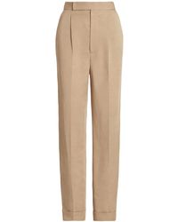 Ralph Lauren - Pleated Linen-Blend Straight-Leg Trousers - Lyst
