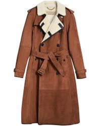 Burberry Shearling Trench Coat - Brown