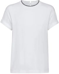 Brunello Cucinelli - Embroidered Collar Cotton T-Shirt - Lyst